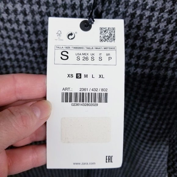 NEW Zara Wool Blend Oversized Double Breasted Long Houndstooth Coat Gray… - Picture 7 of 15